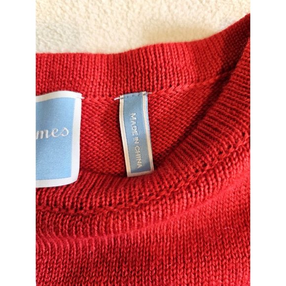 Draper James Red Blue Cotton Spirit Sweater Cape Poncho One Size NWT - Picture 3 of 8